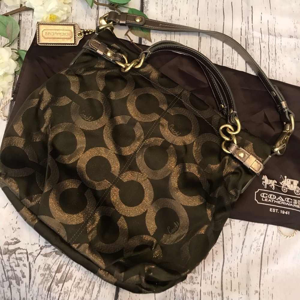 Opt Art Lurex Brooke Olive & Gold Hobo Bag